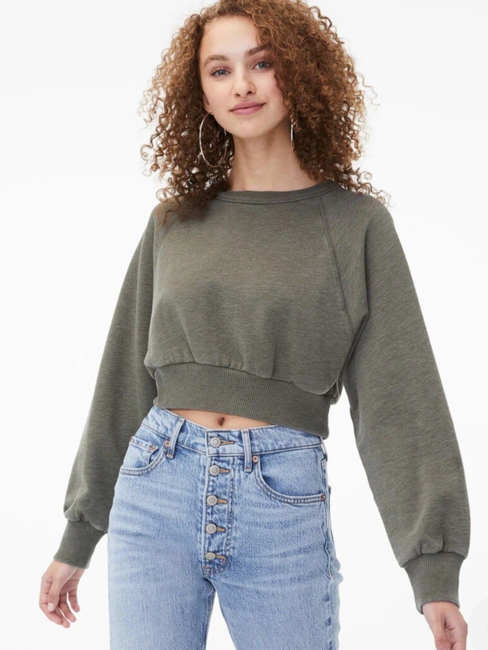 Aeropostale Gray Cropped Pullover Sweatshirt